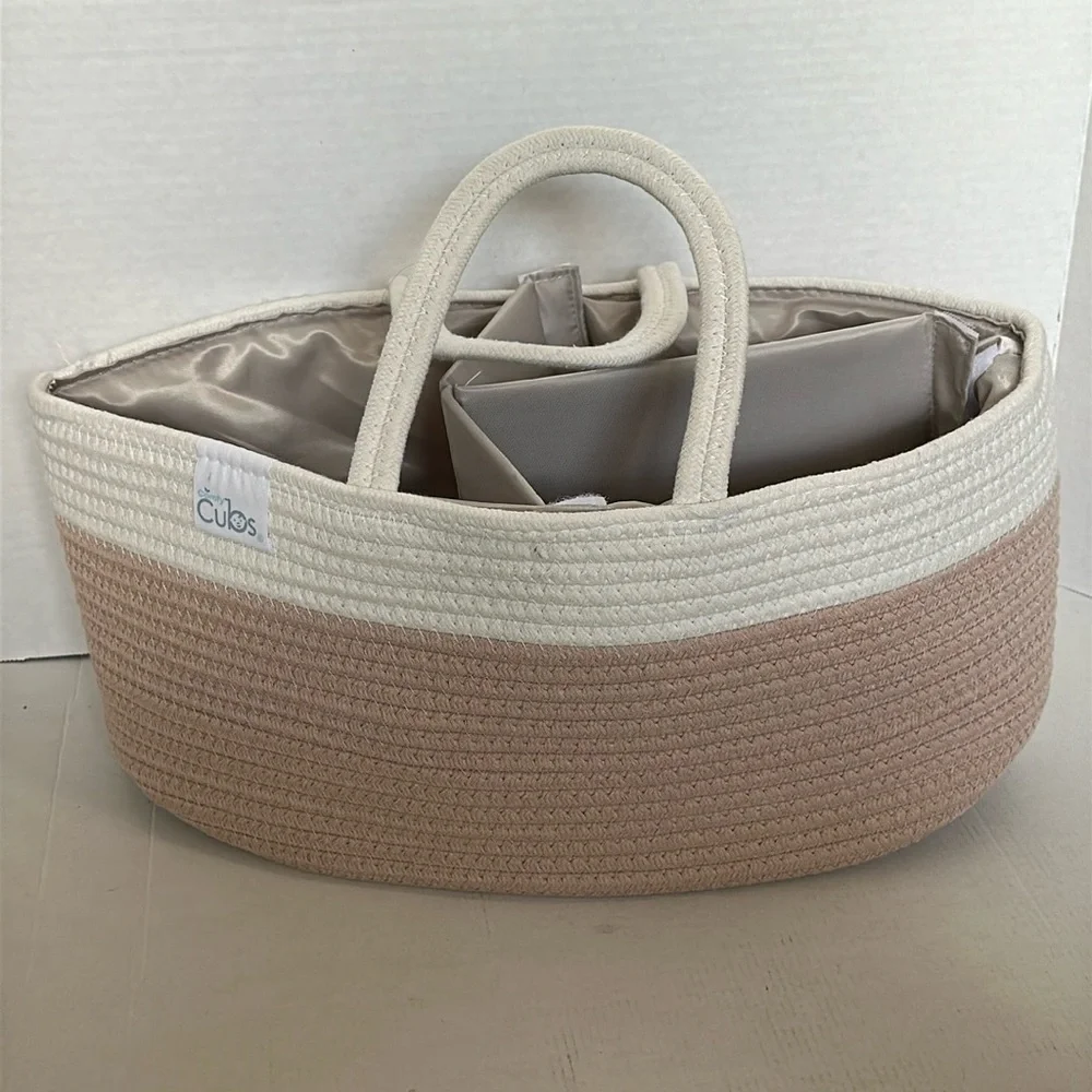 Comfy Cubs trip rope basket Diaper Caddy Organizer in blush color